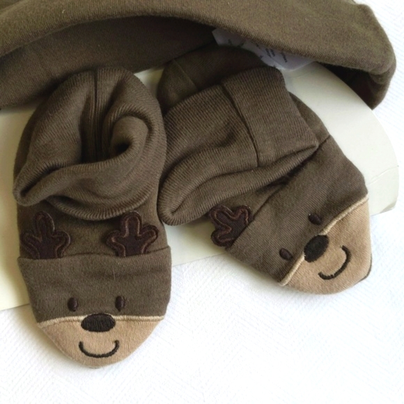 NEW carter's moose hat & matching slipper socks 6 months baby - Picture 2 of 4